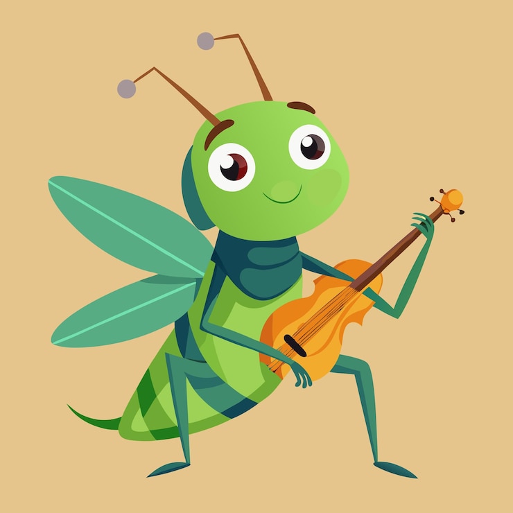 Vetor um lindo gafanhoto com um vetor de violino