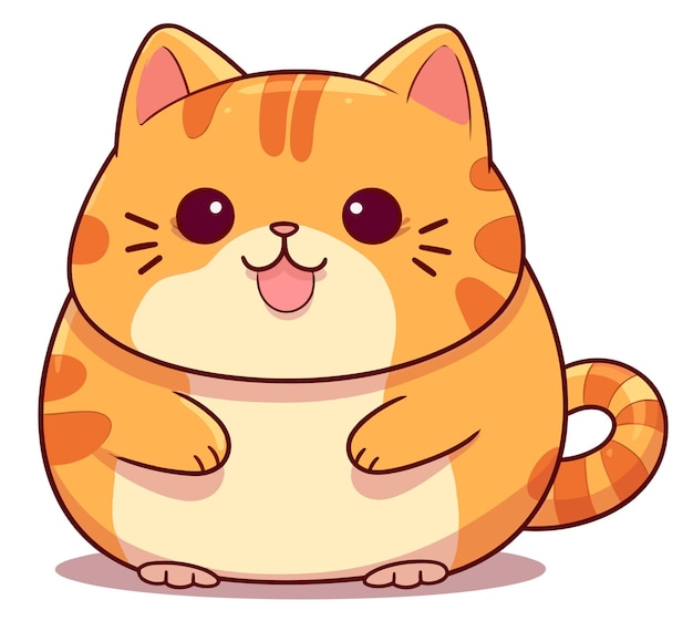 Um lindo gato laranja estilo cartoon desenhado à mão expressando um sentimento coquete