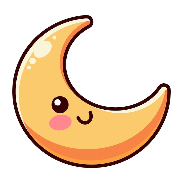 Um lindo ícone de lua em estilo de desenho animado