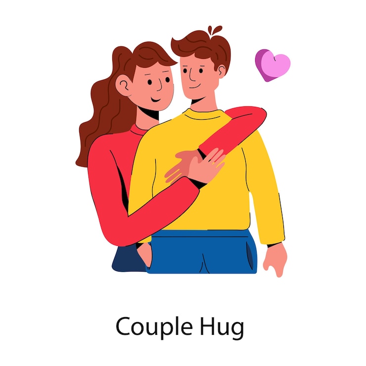 Vetor um lindo ícone plano de um abraço de casal.