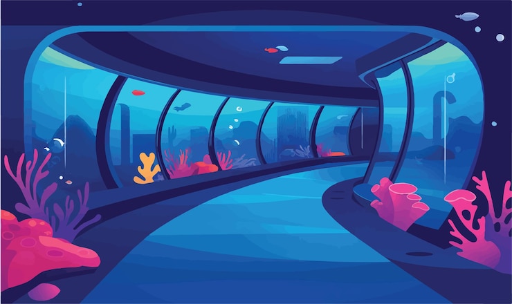 Vetor um lindo ícone vetorial de um hotel submarino futurista.