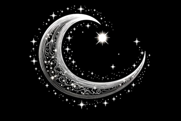 Vetor um lindo logotipo da lua arte 2d cor preta sólida trabalho de arte vetorial dreamcatcher símbolo místico