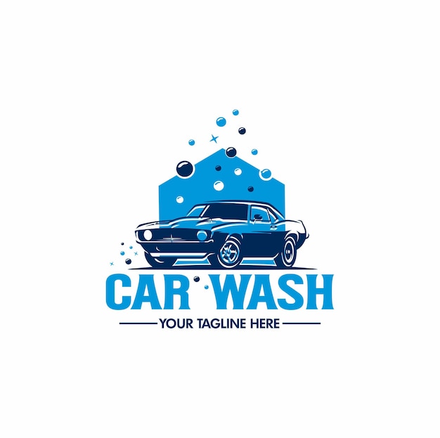 Um logotipo azul da lavagem de carros