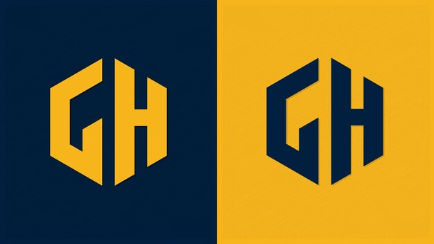 Um logotipo azul e amarelo que diz gh nele gh typography logo