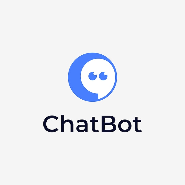 Vetor um logotipo azul e branco com a palavra chat bot.