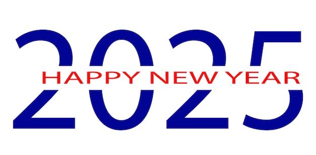 Vetor um logotipo azul e vermelho com o número feliz ano novo 2025 nele