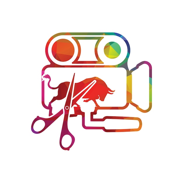 Um logotipo colorido para uma produtora de filmes