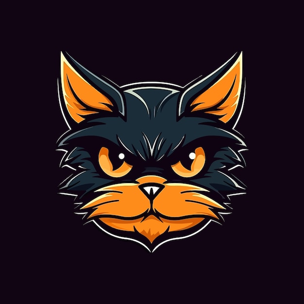 Um logotipo da cabeça de um gato projetado no estilo de ilustração de esports