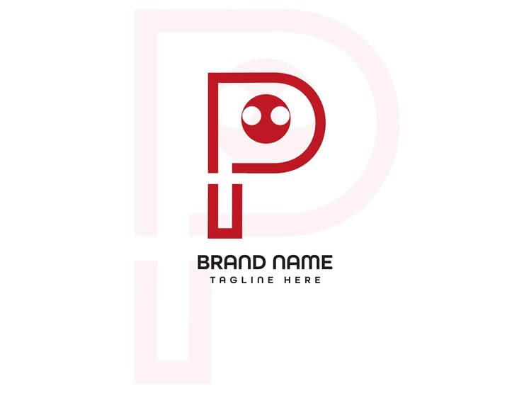 Vetor um logotipo da letra p com um rosto e um rosto triste
