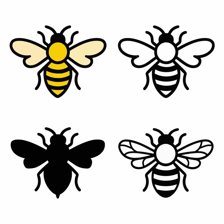Vetor um logotipo de abelha e abelha com abelhas nele