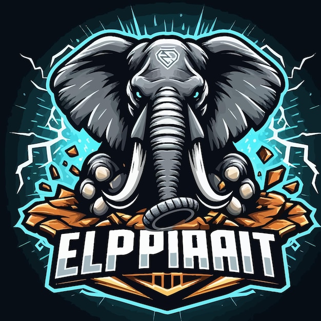 Vetor um logotipo de esport de um elefante africano com elemento de terremoto