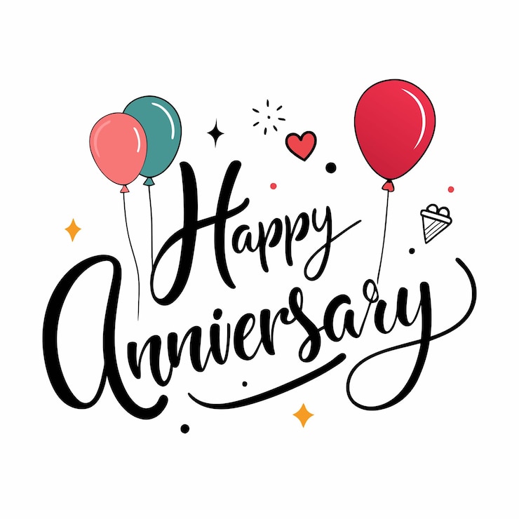 Vetor um logotipo de feliz aniversário com balões e um coração nele