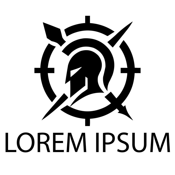 Vetor um logotipo de guerreiro preto em fundo branco simples