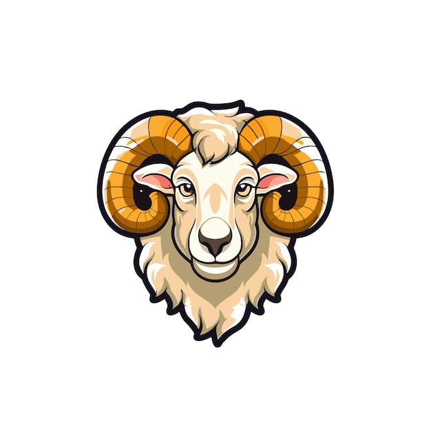 Um logotipo de mascote de ilustração vetorial de ovelhas com fundo branco