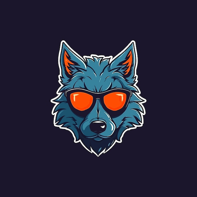 Um logotipo de um lobo com óculos projetado no estilo de ilustração de esports