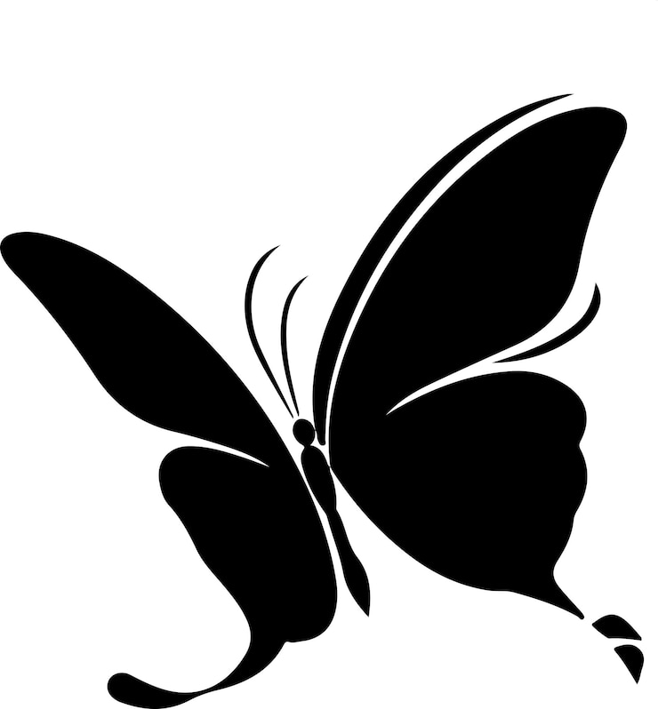 Vetor um logotipo de uma borboleta preta vista de lado
