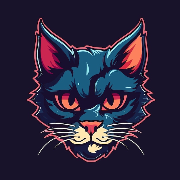 Um logotipo de uma cabeça de gato projetada no estilo de ilustração de esports Vector