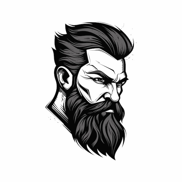 Um logotipo de uma cabeça de homem bonito de barbearia projetada no estilo de ilustração de esports