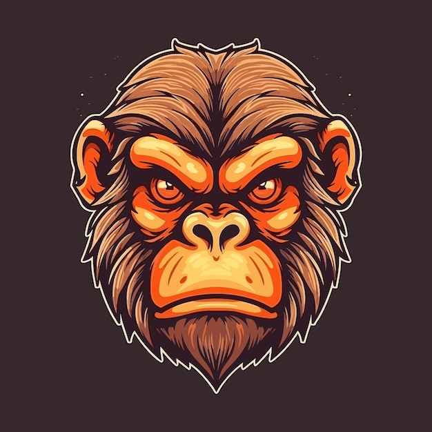 Um logotipo de uma cabeça de macaco projetada no estilo de ilustração de esports Vector