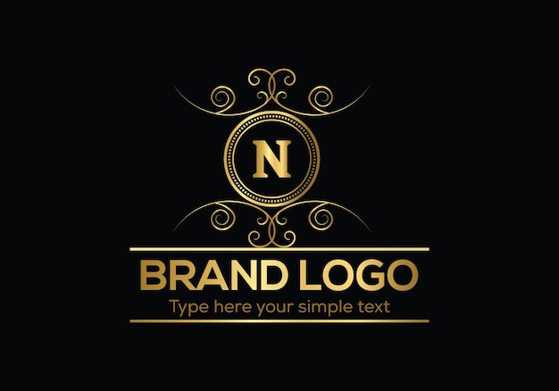 Vetor um logotipo dourado com a letra n