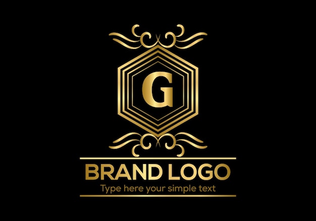 Vetor um logotipo dourado e preto com a letra g.