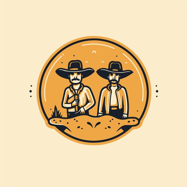 Vetor um logotipo minimalista de 2 cowboys segurando queijo