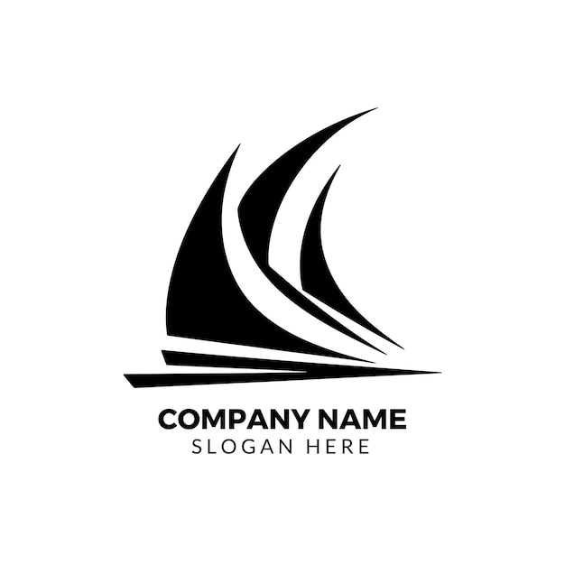 Um logotipo moderno de um vetor de barco preto com fundo branco