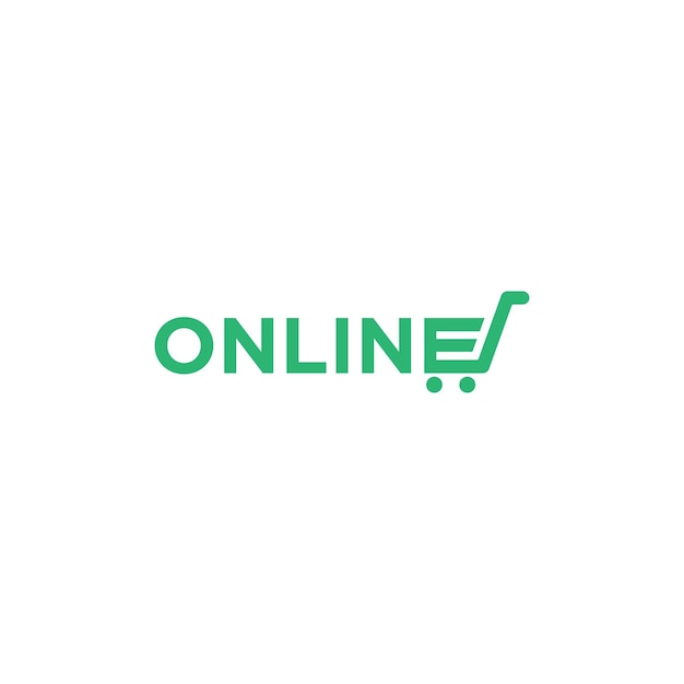 Um logotipo para compras online com as letras online na parte inferior.