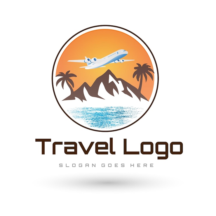 Um logotipo para empresa de viagens que diz "logotipo de viagem".