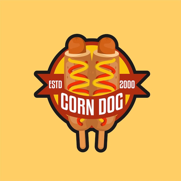 Vetor um logotipo para um cachorro-quente com uma fita que diz o logotipo do emblema est 2000