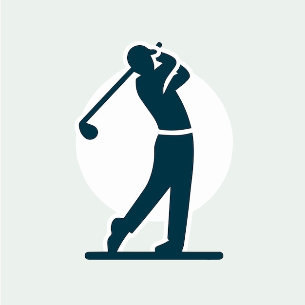 Vetor um logotipo para um homem jogando golfe com uma bola e um par de luvas