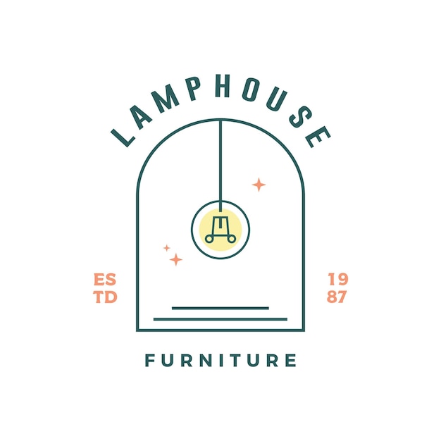 Vetor um logotipo para uma ilustração em vetor de design de logotipo de empresa de móveis de lamphouse