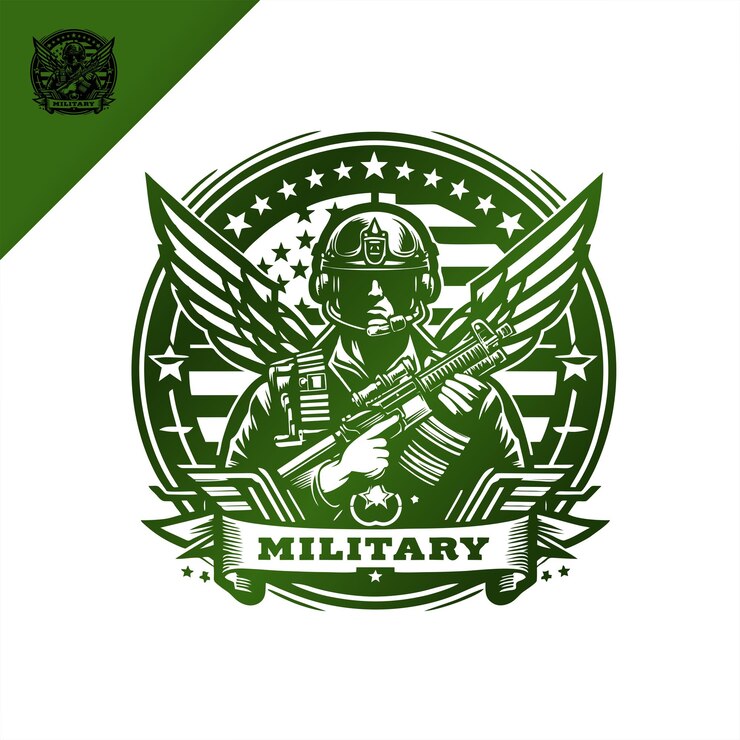 Vetor um logotipo para uma unidade militar com um soldado nele