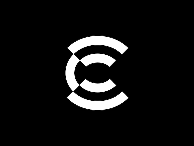 Um logotipo preto e branco com a letra c nele
