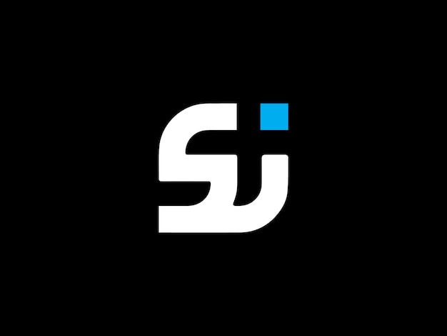 Vetor um logotipo preto e branco com as letras sj em azul