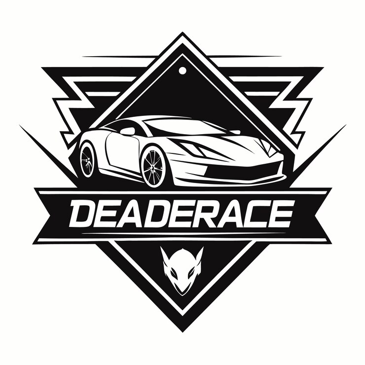 Vetor um logotipo preto e branco com um carro que diz morto