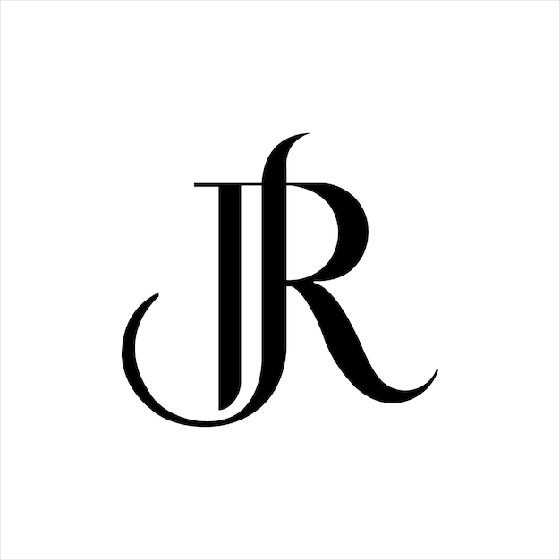 Vetor um logotipo preto e branco da letra jr