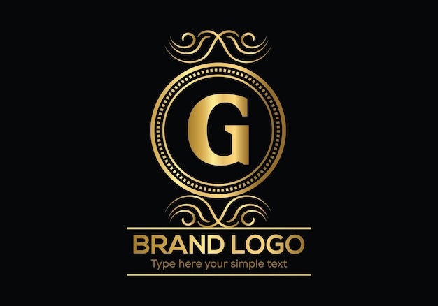 Um logotipo preto e dourado com a letra g