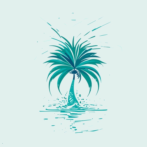 Vetor um logotipo que parece uma tromba de água com o formato de uma palmeira com bordas arredondadas e água lisa