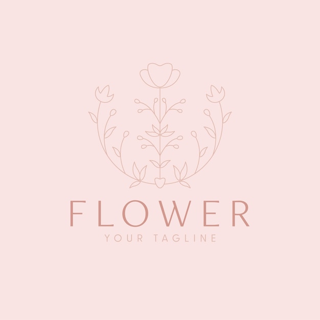 Um logotipo rosa com uma flor nele