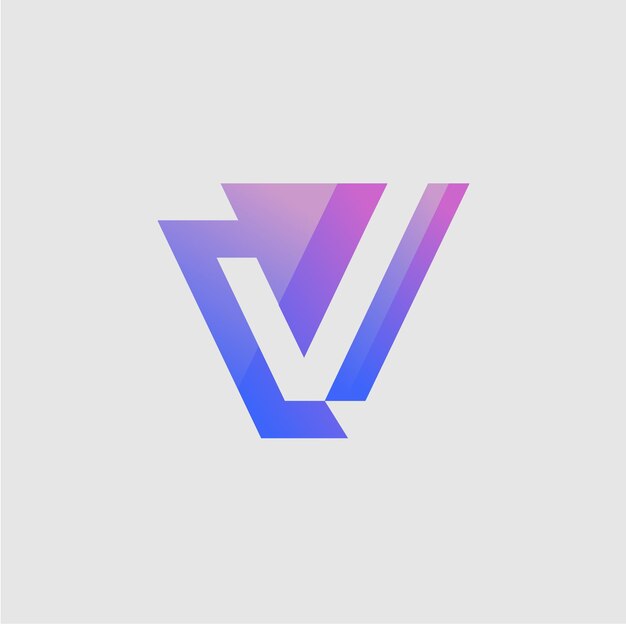 Vetor um logotipo roxo e azul com a letra v no meio.