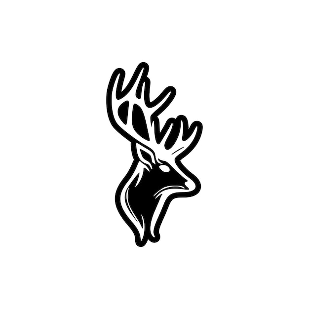 Um logotipo vetorial de um cervo em preto e branco com um design simples