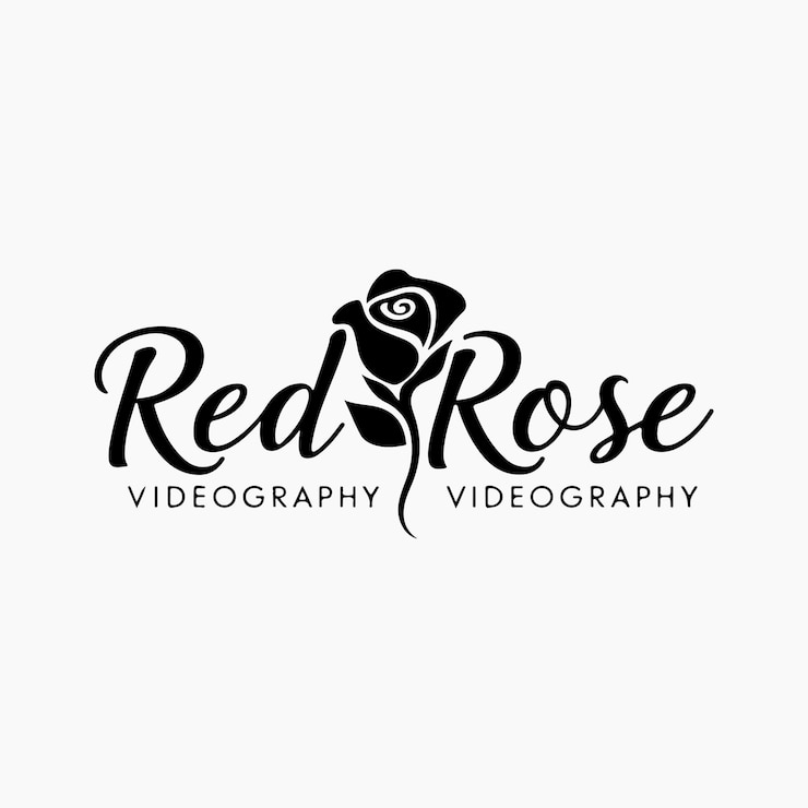 Vetor um logotipo vetorial para uma empresa de videografia chamada red rose