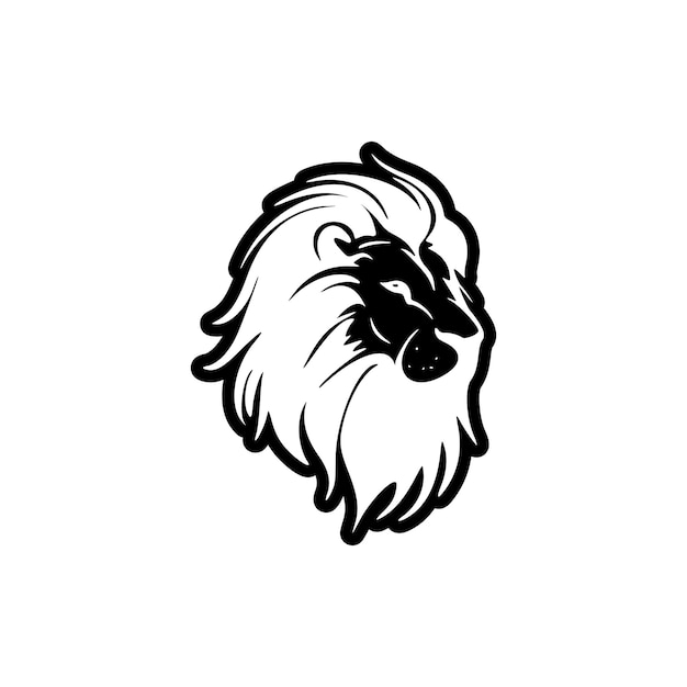 Um logotipo vetorial preto e branco de um leão simples, mas marcante