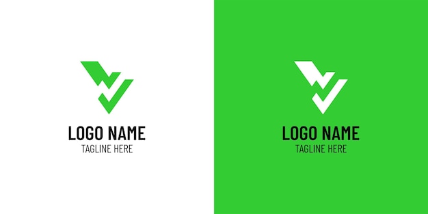 Vetor um logotipo vw verde e branco com uma seta verde