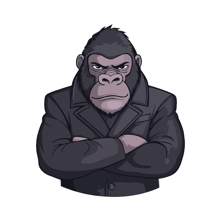 Vetor um macaco com uma ilustração plana de terno
