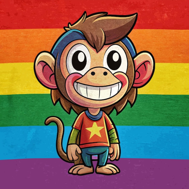 Vetor um macaco de desenho animado com uma camisa que diz macaco nele