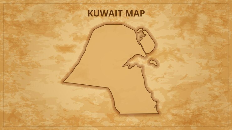 Vetor um mapa antigo que retrata as fronteiras do kuwait