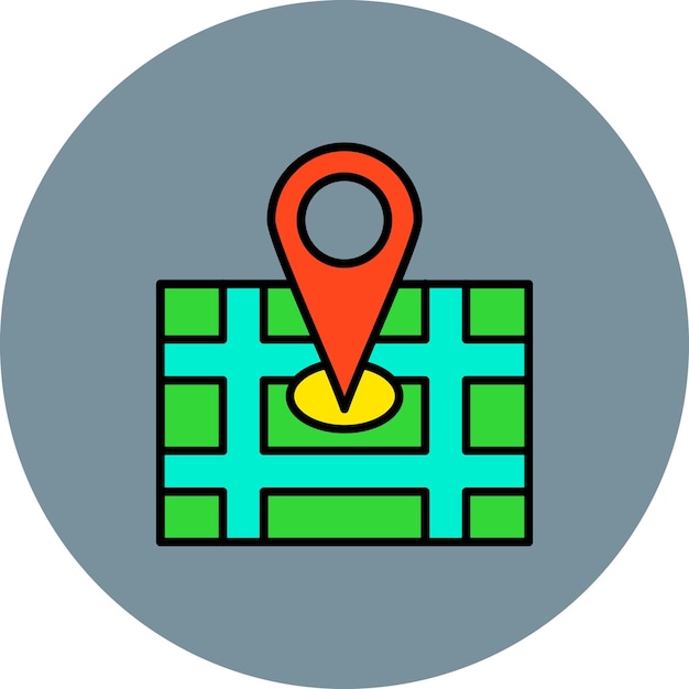 Vetor um mapa com um marcador vermelho que diz pin