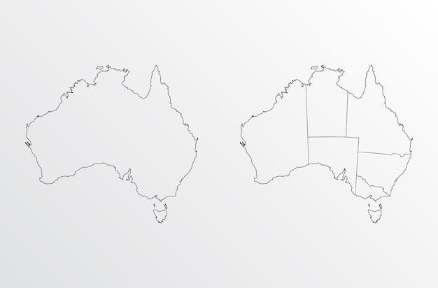 Um mapa da austrália com as fronteiras do país